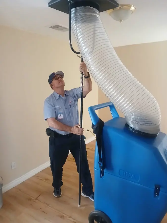 Mini Split Installation technician using HEPA equipment in Fishhook